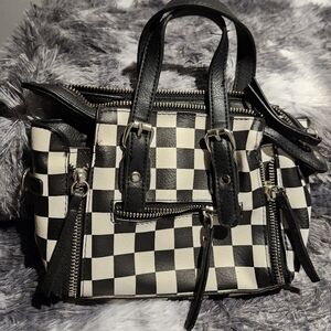 Checkered Black and White Women's Bag